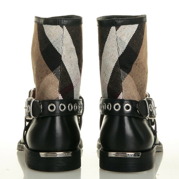 Burberry Queenstead Black Check Leather Bootie Boots - Size 5.5 US (35.5 EU) - Picture 6 of 6